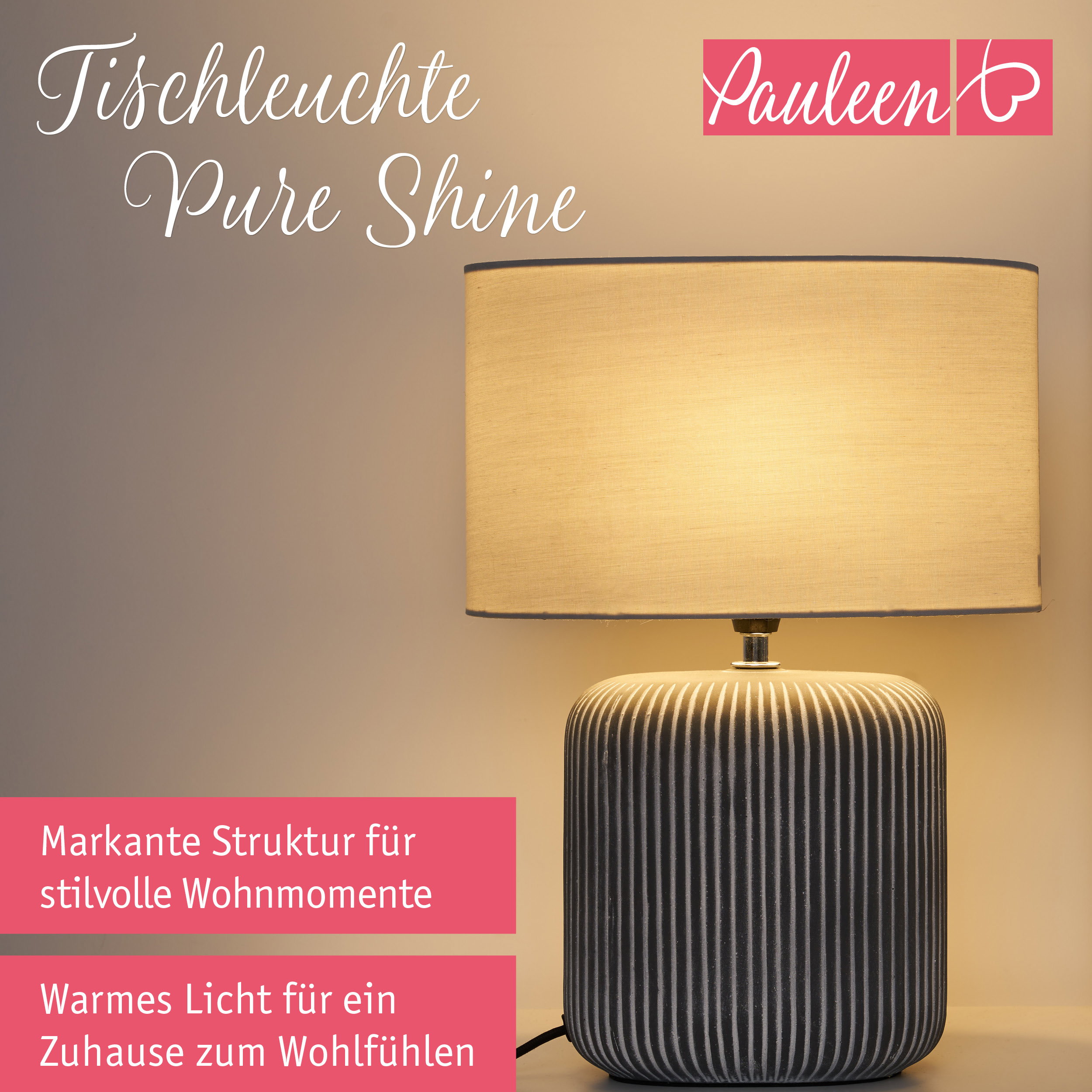 Paulmann Pauleen Tischleuchte Pure Shine E14 max. 20W Hellgrau/Grau/Weiß