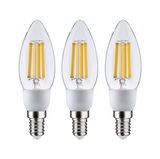 Drei LED-Kerzenlampen mit klarer Glasabdeckung und E14-Fassung für energiesparende Beleuchtung