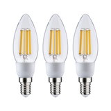 Three clear glass LED candle bulbs with E14 base for energy-efficient lighting solutions