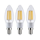 Three clear glass LED candle bulbs with E14 base for energy-efficient lighting solutions