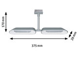 Zilveren LED-plafondlamp met twee langwerpige lichtpanelen van 375x170x26 mm voor moderne verlichting