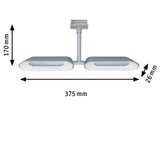 Sølv LED-loftslampe med to aflange lyskilder på 375x170x26 mm til moderne belysning
