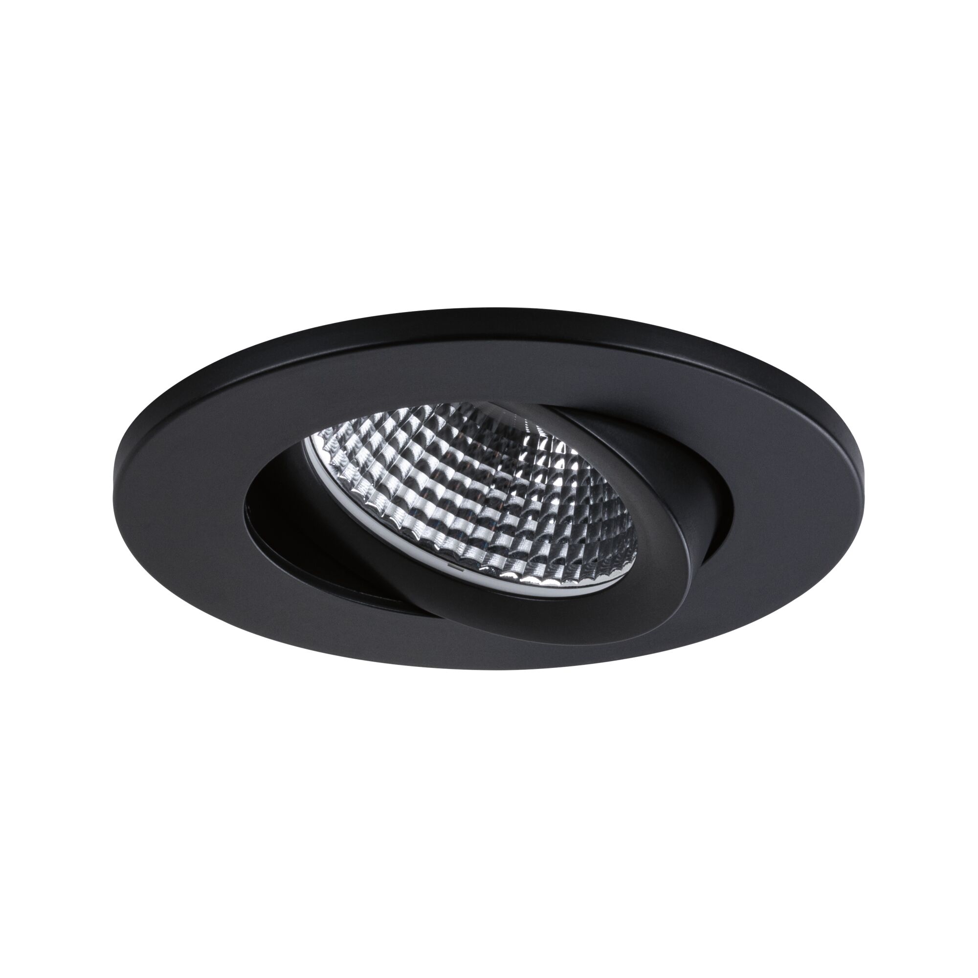 Black metal recessed spotlight with adjustable reflector for modern LED lighting solutions