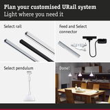 Guide to customize URail system with rails, connectors, and white pendant light for modern home lighting