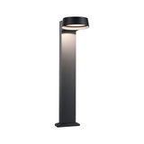 Applique murale extérieure moderne en aluminium noir avec LED ronde et lumière blanc chaud.