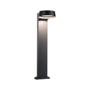 Moderner schwarzer Aluminium-Außenwandleuchter mit rundem LED-Licht und warmweißem Licht.