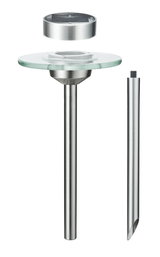 Lanterne de jardin en acier inoxydable avec plaque en verre et panneau solaire, design moderne extérieur