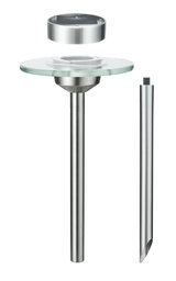 Edelstahl-Gartenleuchte mit Glasplatte und Solarpanel, modernes Design für Außenbeleuchtung