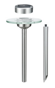 Lanterne de jardin en acier inoxydable avec plaque en verre et panneau solaire, design moderne extérieur