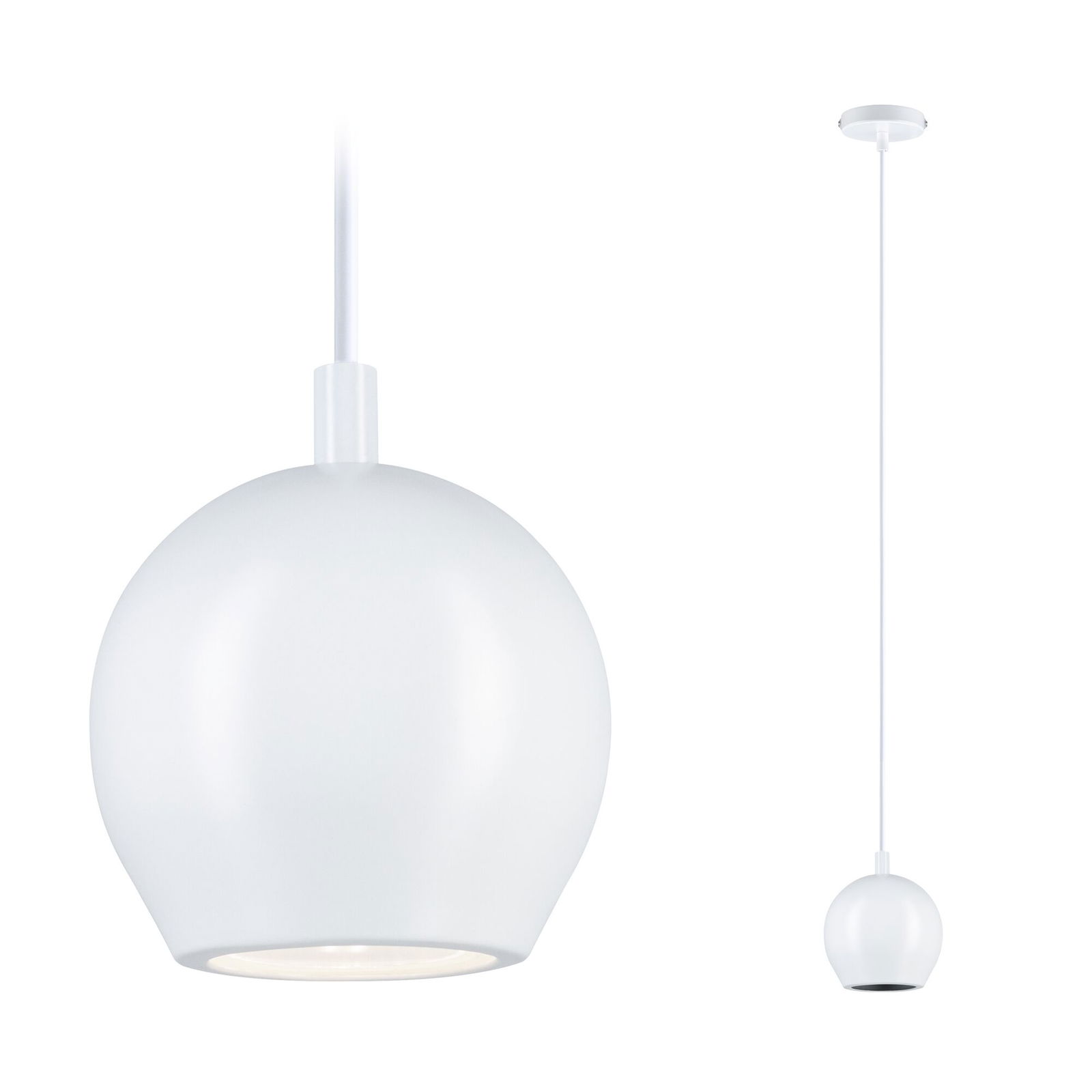 LED-pendelarmatur Shima GU10 max. 10W Mat hvid Hvid metalpendel med rund skærm til moderne indendørs belysning