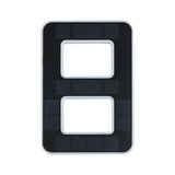 Rectangular black solar frame with two rectangular cutouts and white border for LED lighting