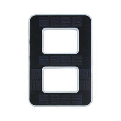 Rectangular black solar frame with two rectangular cutouts and white border for LED lighting