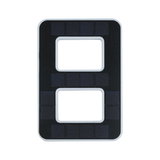 Rectangular black solar frame with two rectangular cutouts and white border for LED lighting