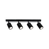 Four-light black aluminium LED ceiling spotlight for modern home lighting