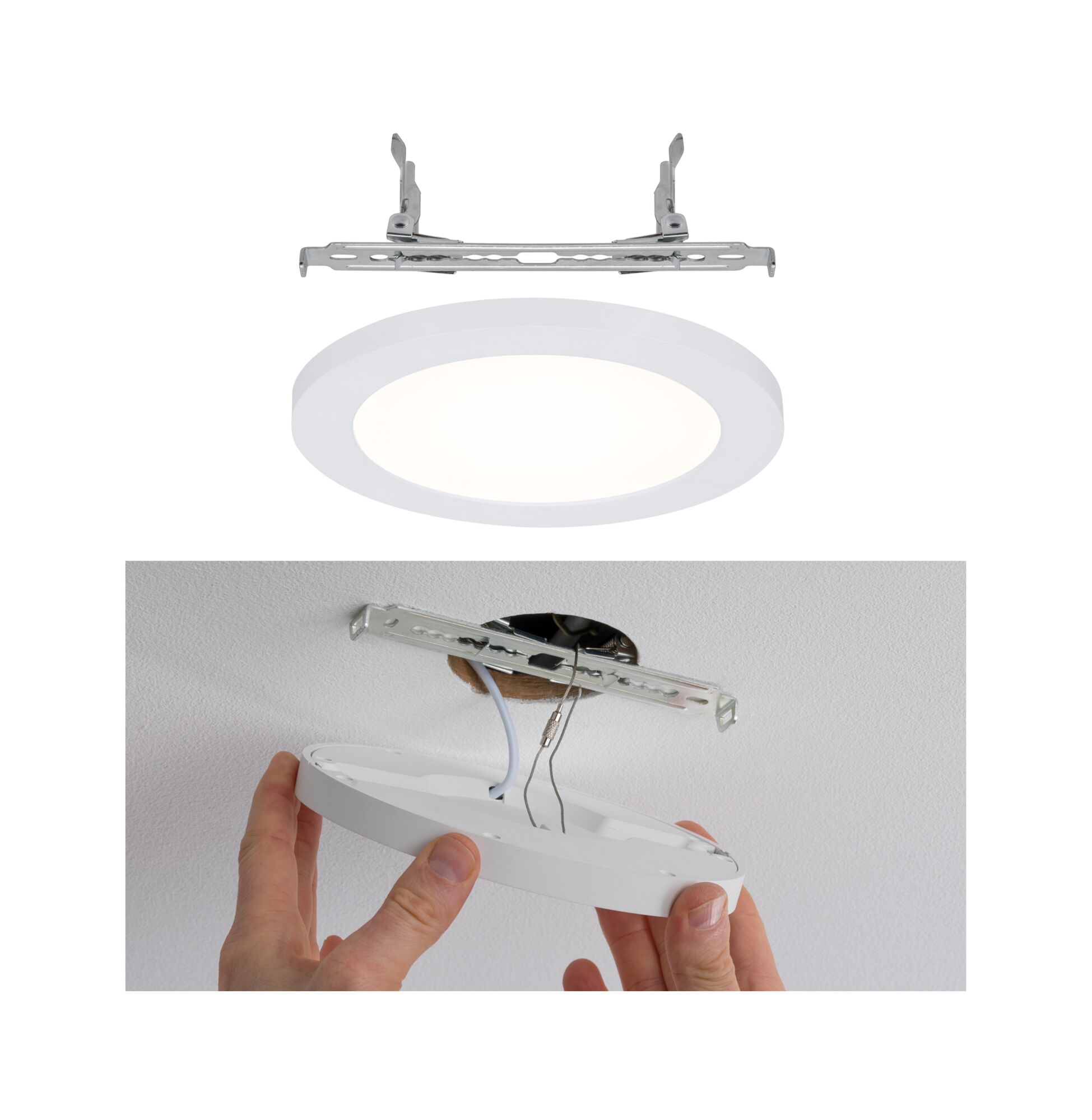 Panneau encastré LED Cover-it Promo rond 165mm 8,8W 880lm 3000K Blanc dépoli Panneau LED de plafond rond blanc avec support métallique, installation au plafond, éclairage économique