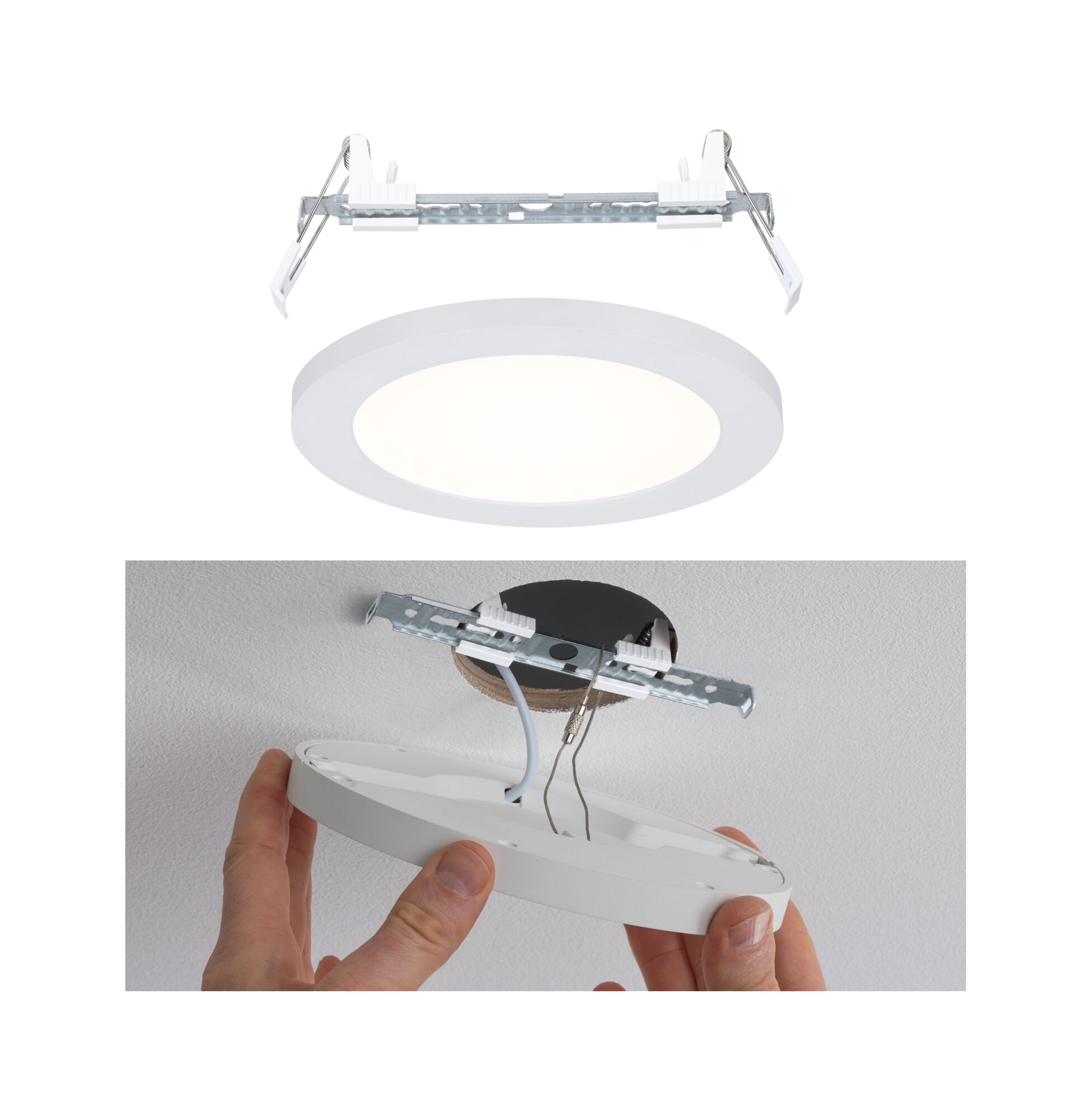 LED-inbouwpaneel Cover-it Promo rond 165mm 8,8W 880lm 3000K Wit mat Rond wit LED-plafondpaneel met metalen beugel, plafondmontage, energiezuinige verlichting