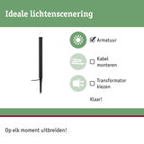 Zwarte LED-buitenlamp met grondpen, eenvoudig te installeren zonder kabelmontage of transformator