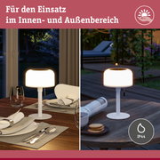 Weiße Tischlampe mit IP44 Schutz für Innen- und Außenbereich, moderne LED-Beleuchtung für Garten und Wohnzimmer