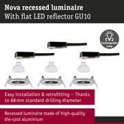 Nova recessed luminaire made of die-cast aluminium with flat LED reflector GU10 and exchangeable lamp
