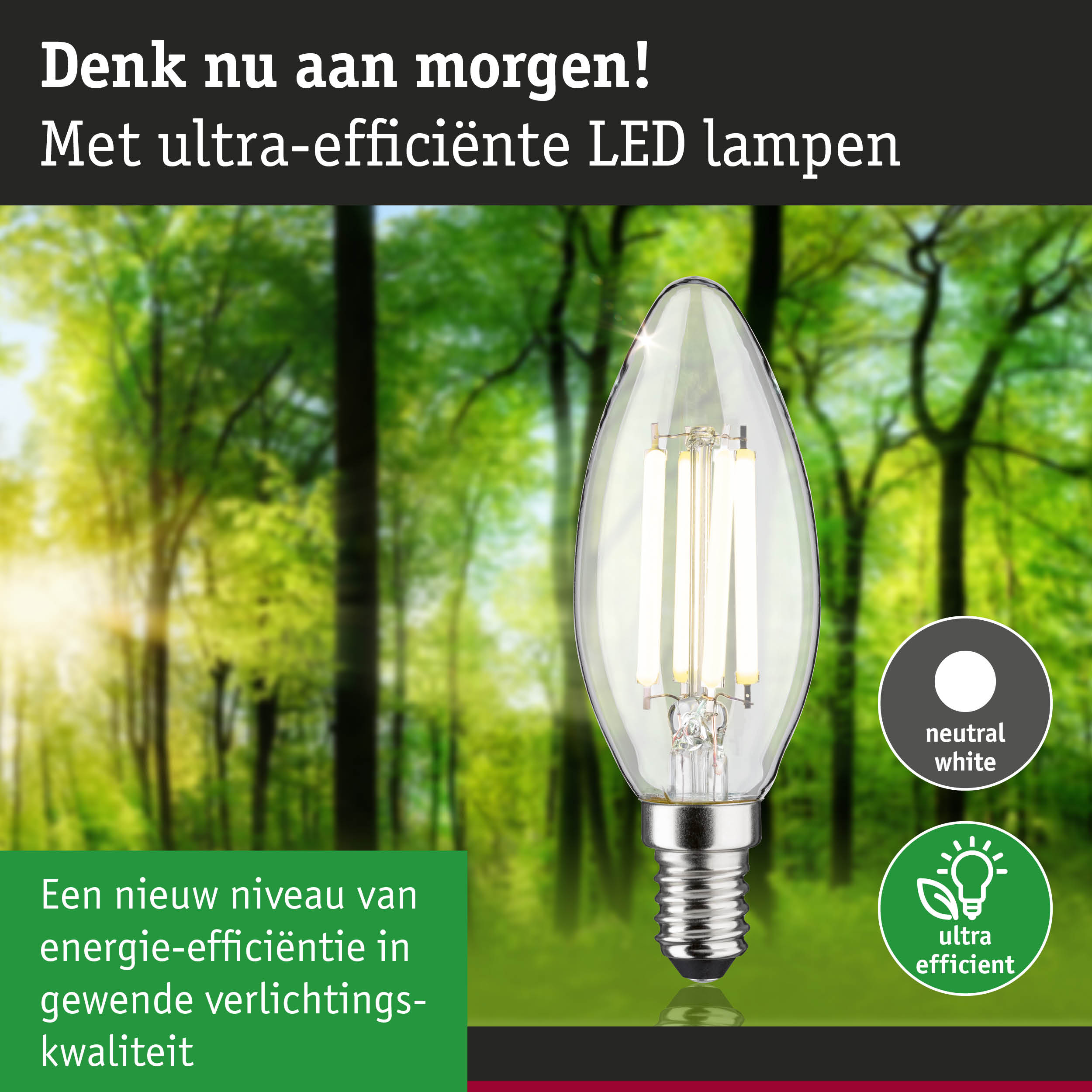 Transparante LED-kaarslamp met neutraal wit licht en ultra-efficiënte energiebesparing