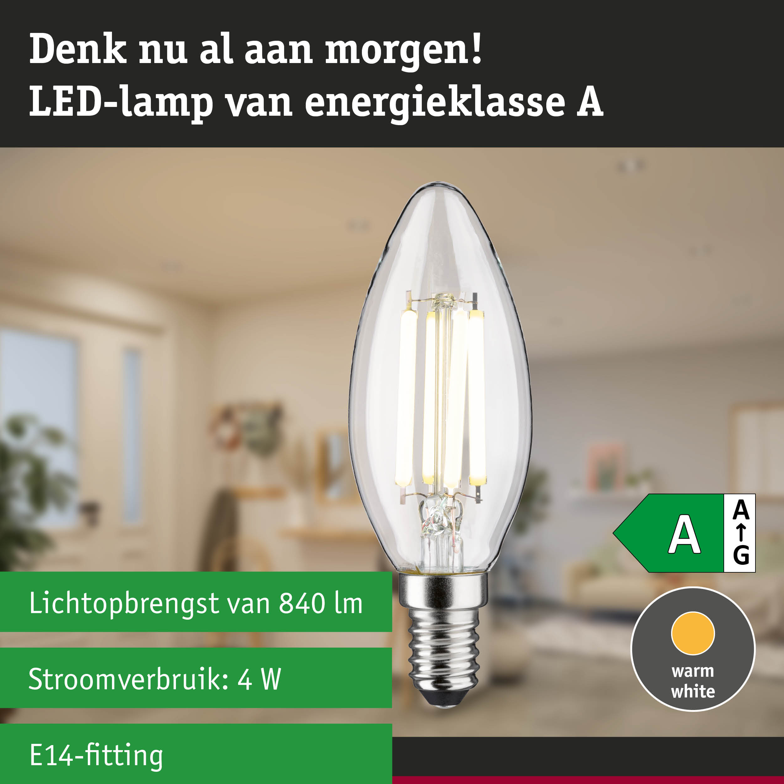Transparante LED-kaarslamp met neutraal wit licht en ultra-efficiënte energiebesparing