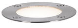 Round LED recessed light in brushed stainless steel with four screws and frosted diffuser