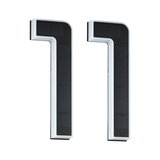 Two white solar lights with black solar panels, modern design for outdoor lighting