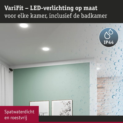 VariFit witte LED inbouwspots IP44 spatwaterdicht en roestvrij, geschikt voor badkamerverlichting