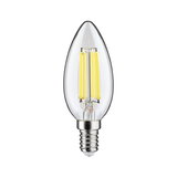 LED-lyspære i stearinlysform med klart glas og sølvskruesokkel til energibesparende belysning