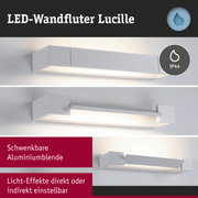 LED-Wandfluter Lucille aus weißem Aluminium mit IP44 Schutz für flexible Lichtgestaltung