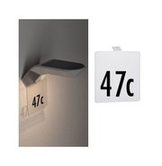 Weiße LED-Wandleuchte mit Hausnummer 47c aus Metall für Außenbeleuchtung und Hausnummernschild