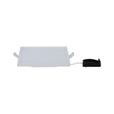Rectangular white LED panel with plastic frame and black connector cable for ceiling lighting