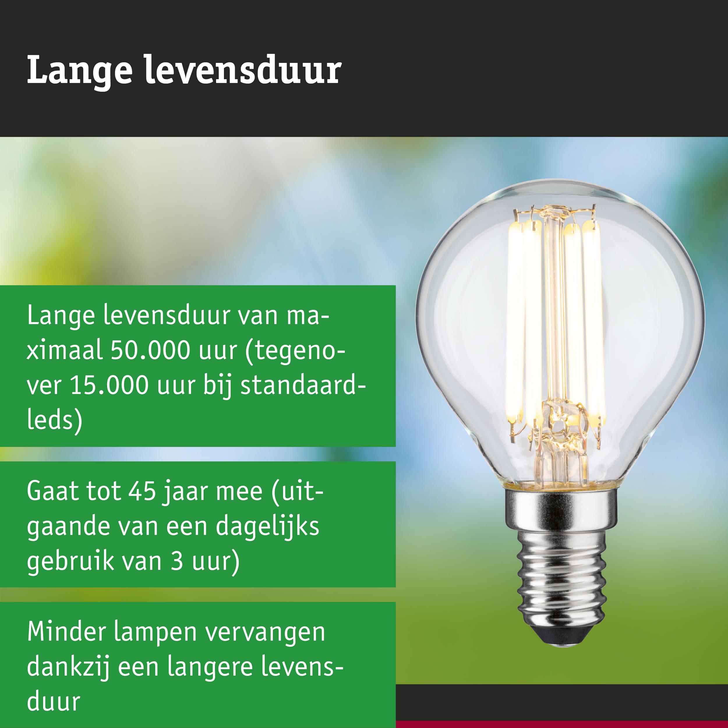 LED-lamp met lange levensduur, 3,5 keer langer dan conventionele lampen, energiezuinige verlichting