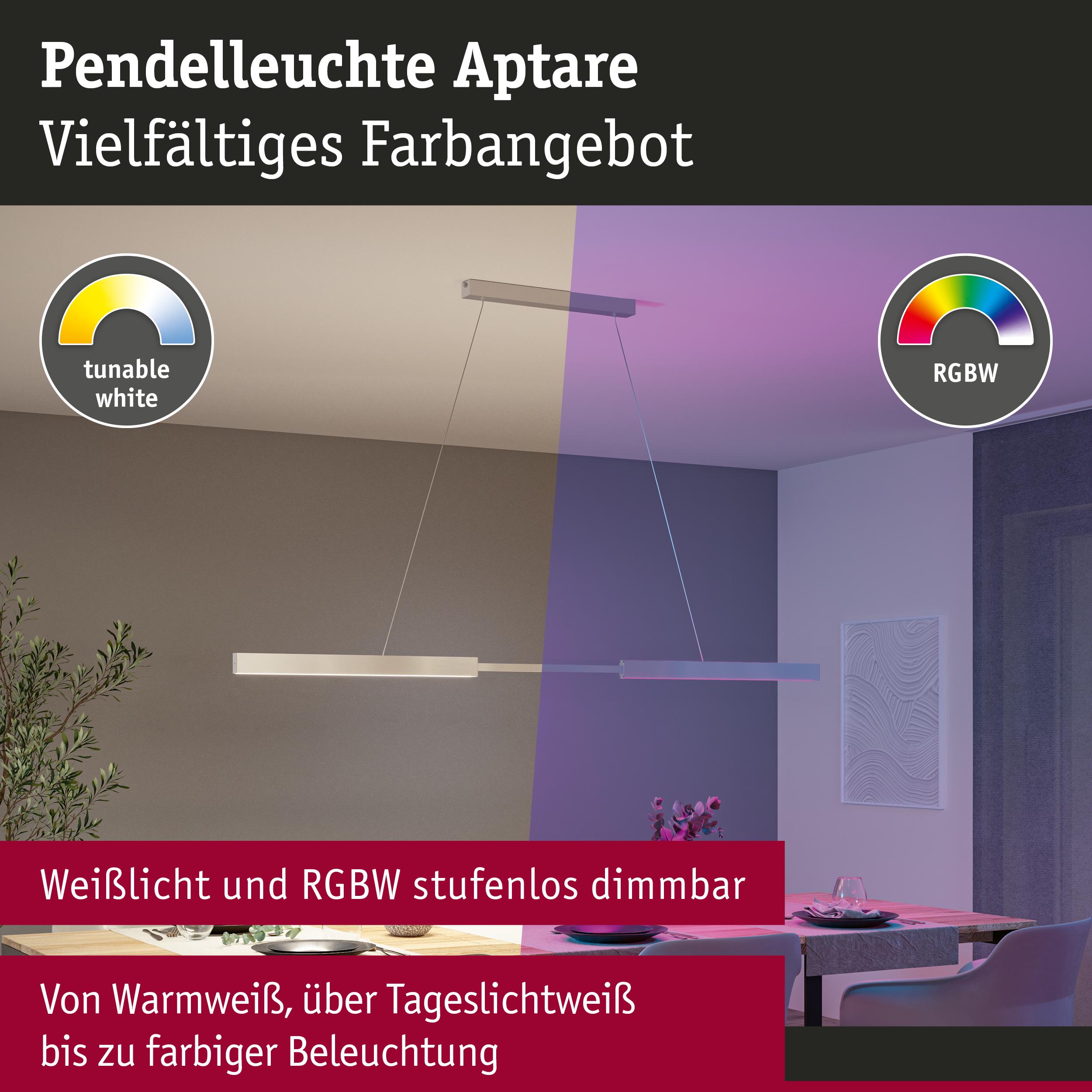 Pendelleuchte Aptare in Weiß mit stufenlos dimmbarer RGBW- und Weißlichtfunktion für flexible Beleuchtung