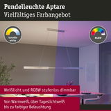Pendelleuchte Aptare in Weiß mit stufenlos dimmbarer RGBW- und Weißlichtfunktion für flexible Beleuchtung