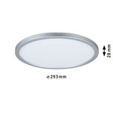 Round LED ceiling panel with silver aluminum frame and white diffuser, 293 mm diameter