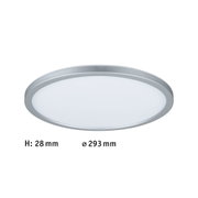Rundes LED-Deckenlicht mit silbernem Aluminiumrahmen und weißem Diffusor, 28 mm hoch, 293 mm Durchmesser