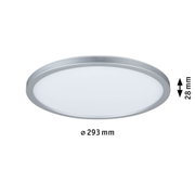 Rundes LED-Deckenlicht mit silbernem Aluminiumrahmen und weißem Diffusor, 28 mm hoch, 293 mm Durchmesser