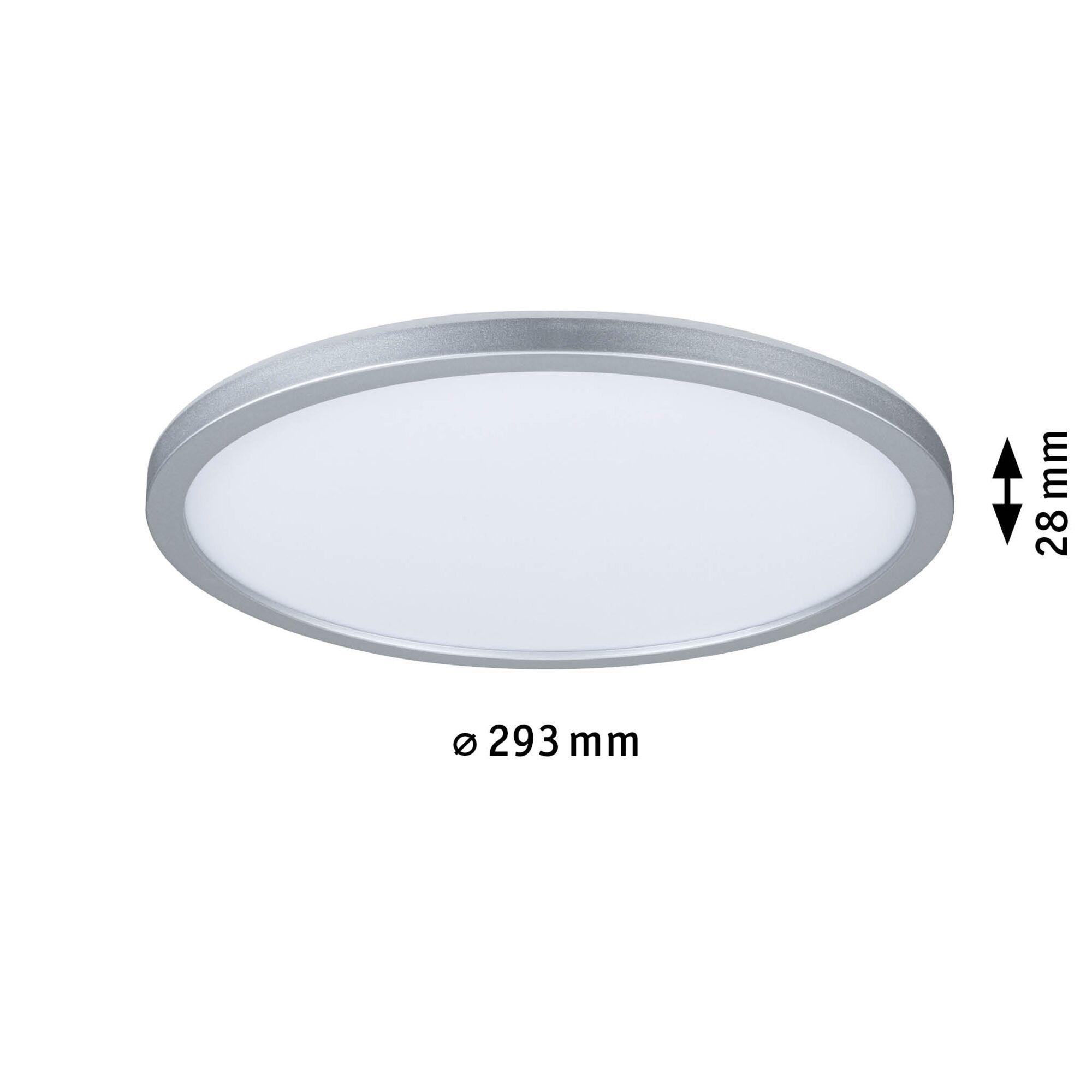 Rundes LED-Deckenlicht mit silbernem Aluminiumrahmen und weißem Diffusor, 28 mm hoch, 293 mm Durchmesser