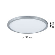 Rundes LED-Deckenlicht mit silbernem Aluminiumrahmen und weißem Diffusor, 28 mm hoch, 293 mm Durchmesser