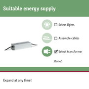 Aluminium transformer with cables and instructions for selecting and assembling suitable lighting