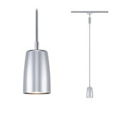Modern silver aluminum pendant light with slim shade for stylish indoor lighting solutions
