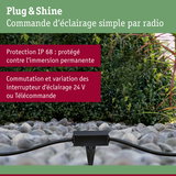 Commande d’éclairage radio Plug & Shine noire en extérieur avec protection IP68 pour éclairage 24V