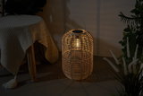 Rattan lantern with warm light and solar panel, decorative outdoor lamp for garden and terrace