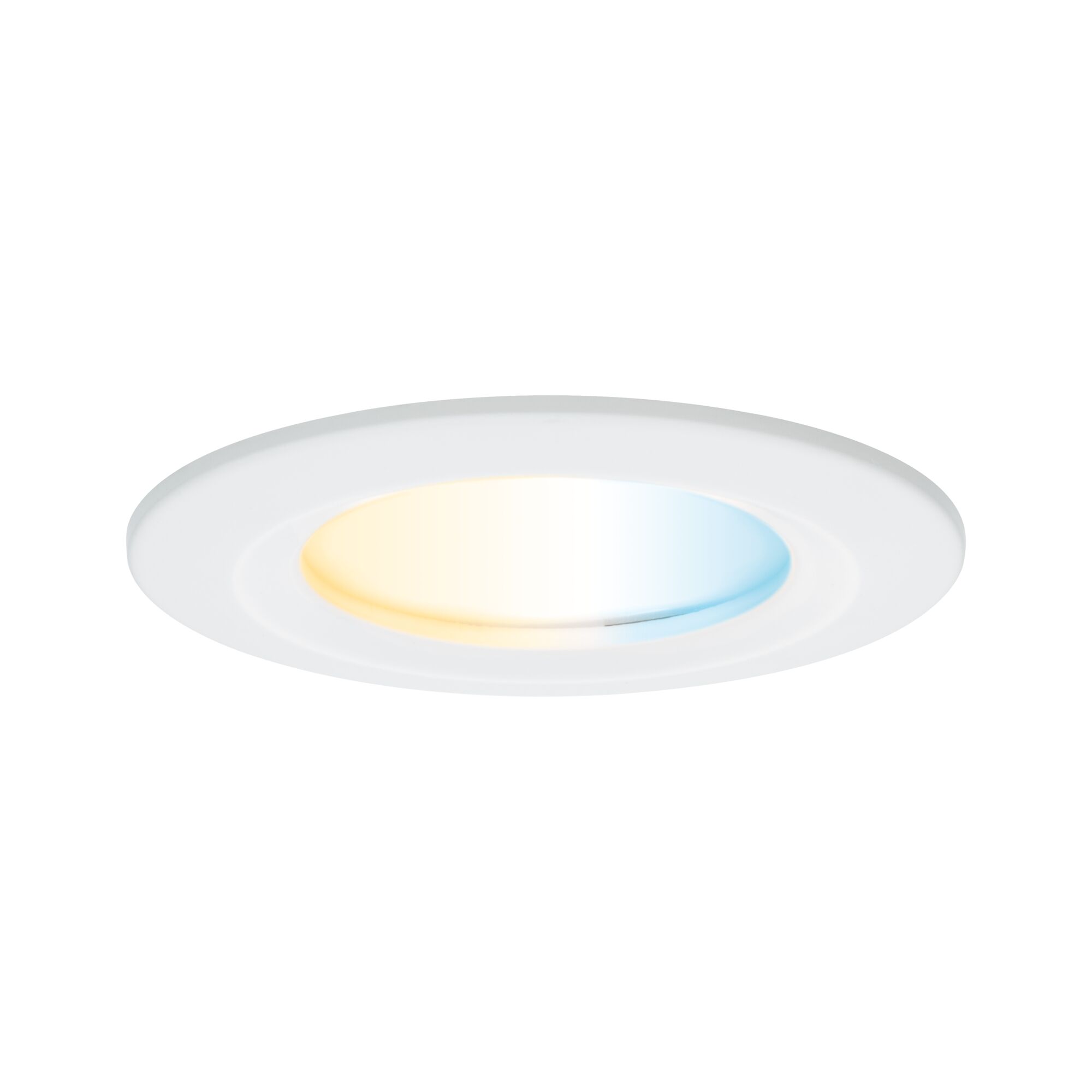 Rundes weißes LED-Einbauleuchte mit warmweißem und kaltweißem Licht für moderne Raumbeleuchtung