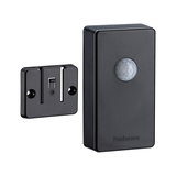 Black plastic motion sensor with mounting bracket for smart lighting control