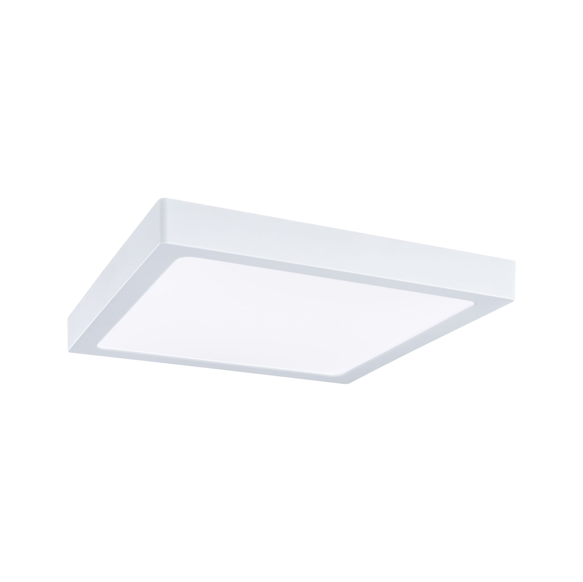 Square white LED ceiling light made of plastic for modern room illumination