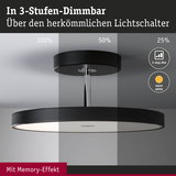 Schwarze LED-Deckenleuchte mit warmweißem Licht und 3-Stufen-Dimmfunktion über Lichtschalter