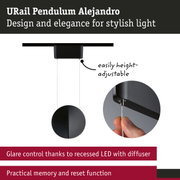 Black URail Pendulum Alejandro LED pendant light with height adjustment and glare control