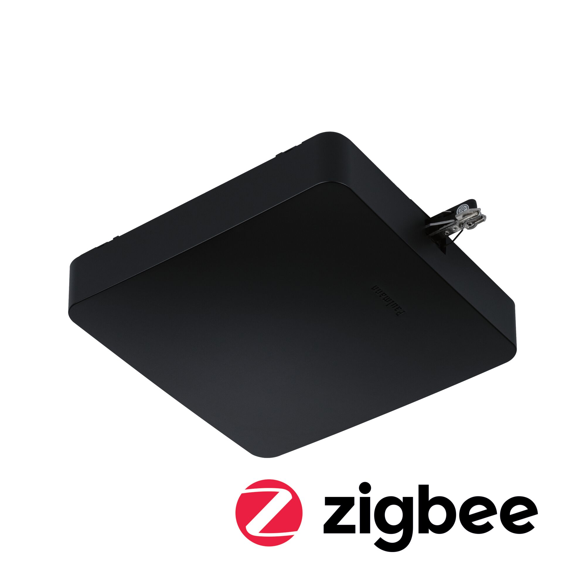 URail Einspeisung Smart Home Zigbee 3.0 Mitte 227x196mm max. 300W Schwarz matt Schwarzes quadratisches Zigbee-Gateway aus Kunststoff für smarte Haussteuerung